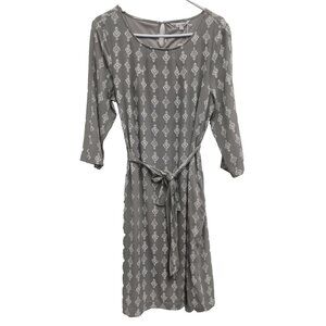 De Collection Womens Shifting Sand‎ Dress Large Gray Garden Crest Midi Cottage